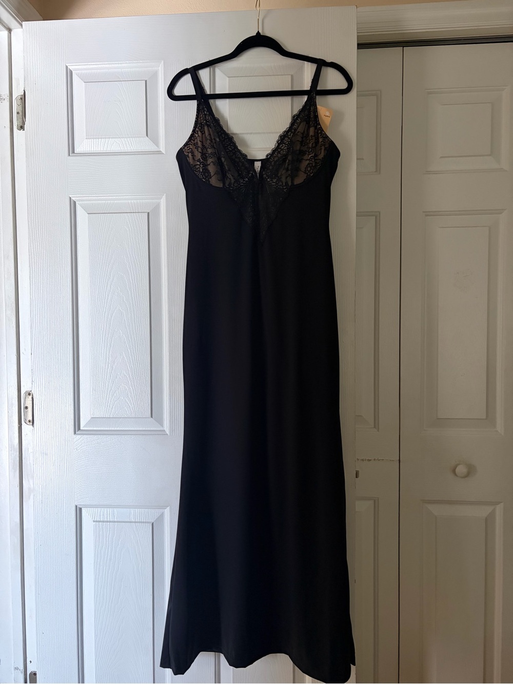 Women's Black Lace Trim Slip Dress